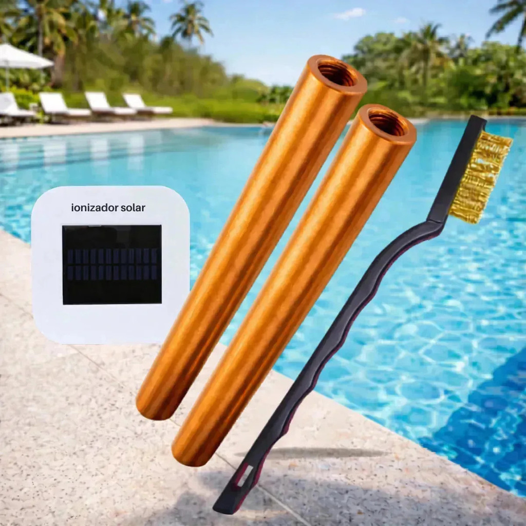 Eletrodo de Cobre para Ionizador Solar de Piscina Rosca M5 Kit com 2 Unidades + Escova de Aço