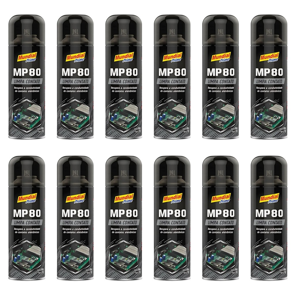 Kit 12 Limpa Contato Elétrico MP80 Spray 300mL Mundial Prime
