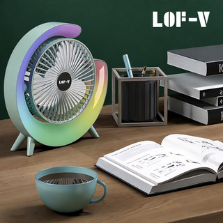 Mini Ventilador Silencioso Portátil LED RGB Recarregável USB 3 Velocidades Colorido Super Silencioso