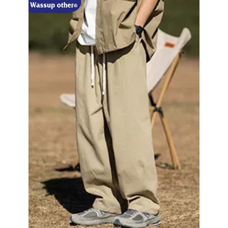 WASSUP Calças masculinas cáqui macacão masculino verão 2025 novo estilo reto perna larga calças casuais masculinas
