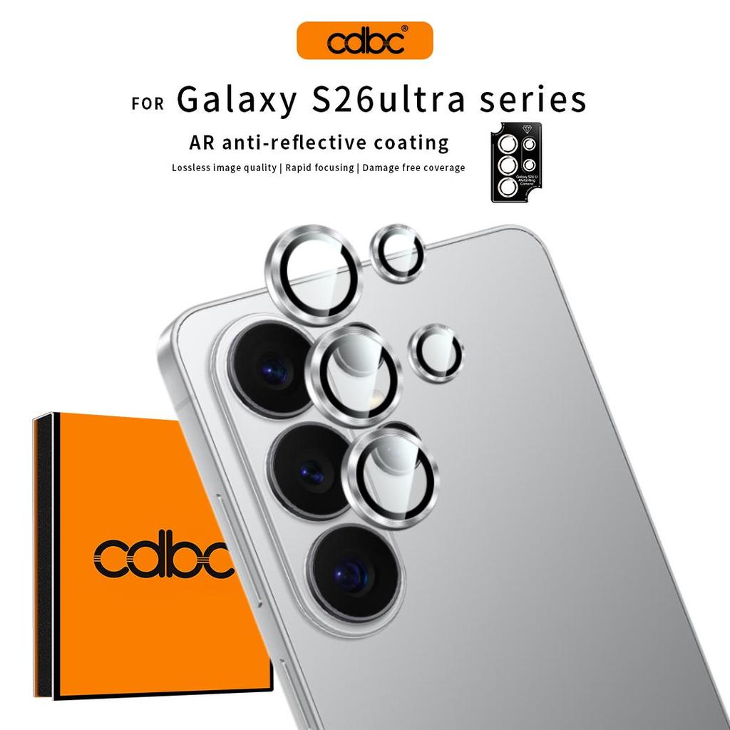 cdbc Protetor De Lente À Prova De Choque Samsung S26 Ultra/S26 + ! Anel De Metal Transparente Anti-Riscos AR | Capa De C