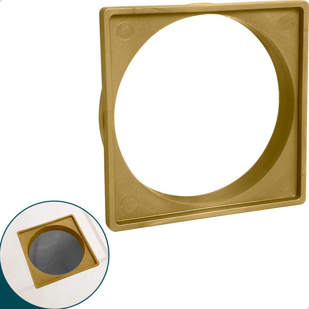 Porta Grelha Abs 10x10 Dourado Suporte Para Ralo Quadrado Porta Ralo De Plástico Caixilho 10cm Gold em Oferta na Shopee
