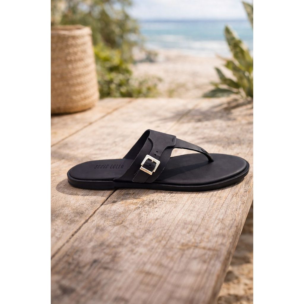 Sandália Feminina Rasteira Santa Lolla – Tendência Verão | Elegante, Leve e Confortável Preto