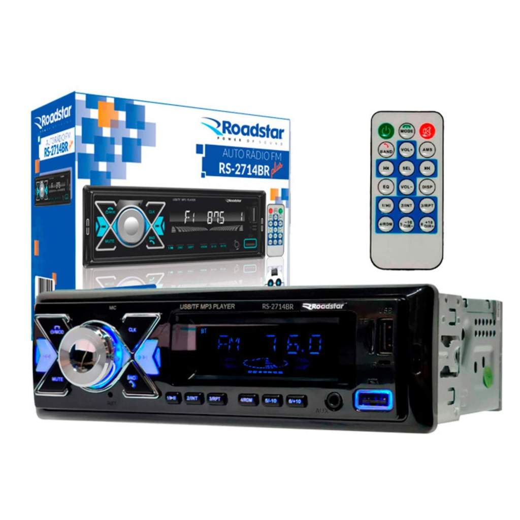Kit Som Automotivo Roadstar RS2714BR Bluetooth + Par Alto-Falantes Leson LD6-TX 6”