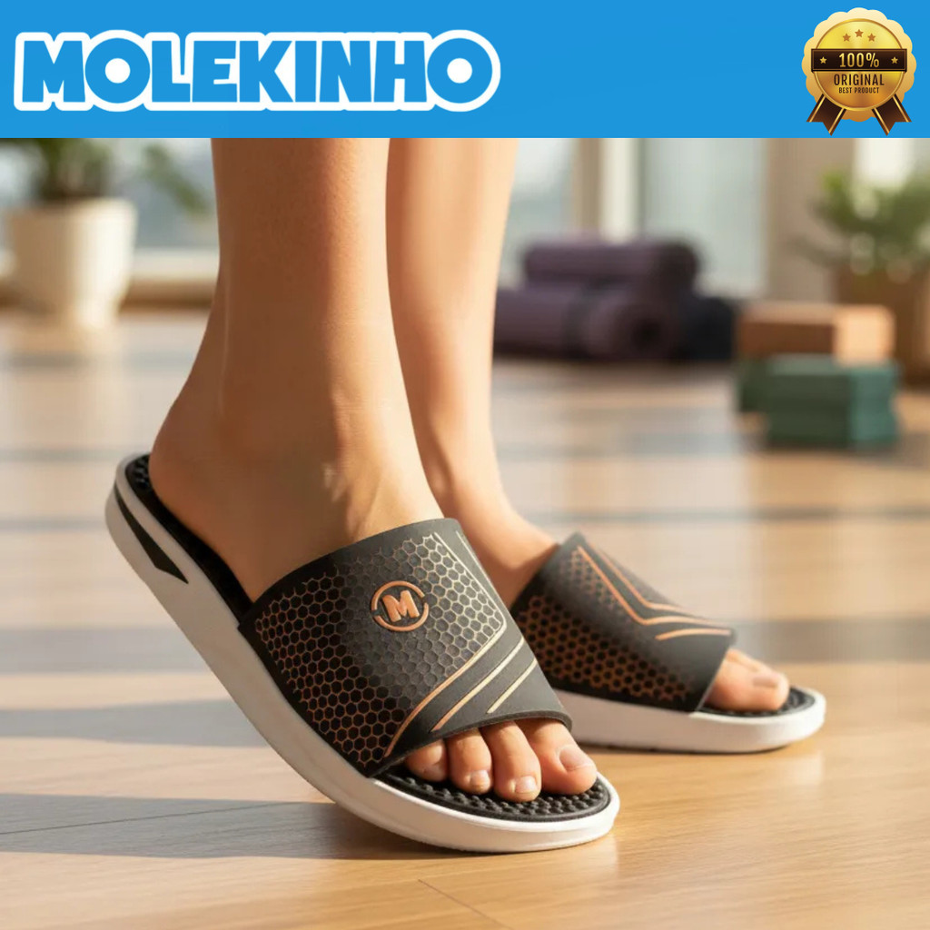 Sandália Infantil Molekinho para Meninos Chinelo Slide Original Conforto com Bolinhas Massageadoras