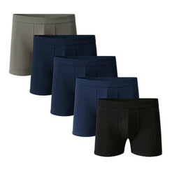 Kit com 10 Cuecas Boxer Adulto Microfibra Preta Cinza Marinho Premium.