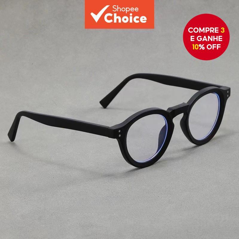 Óculos De Armação Redonda Retrô Para Homens E Mulheres , Prescrição Anti-Luz Azul Personalizada Moderna em Oferta na Shopee