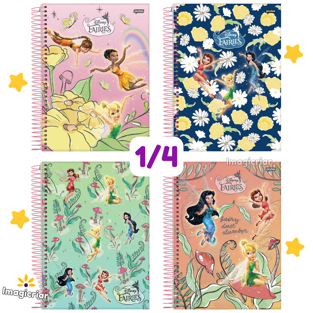 Caderno 1/4 Fadas Disney Jandaia | Sininho, Tinker Bell, Tinkerbell, Caderno Pequeno