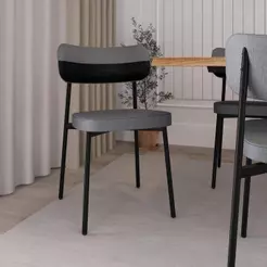 Cadeira de Jantar Tecido Mesclado Alloa Est. Preta