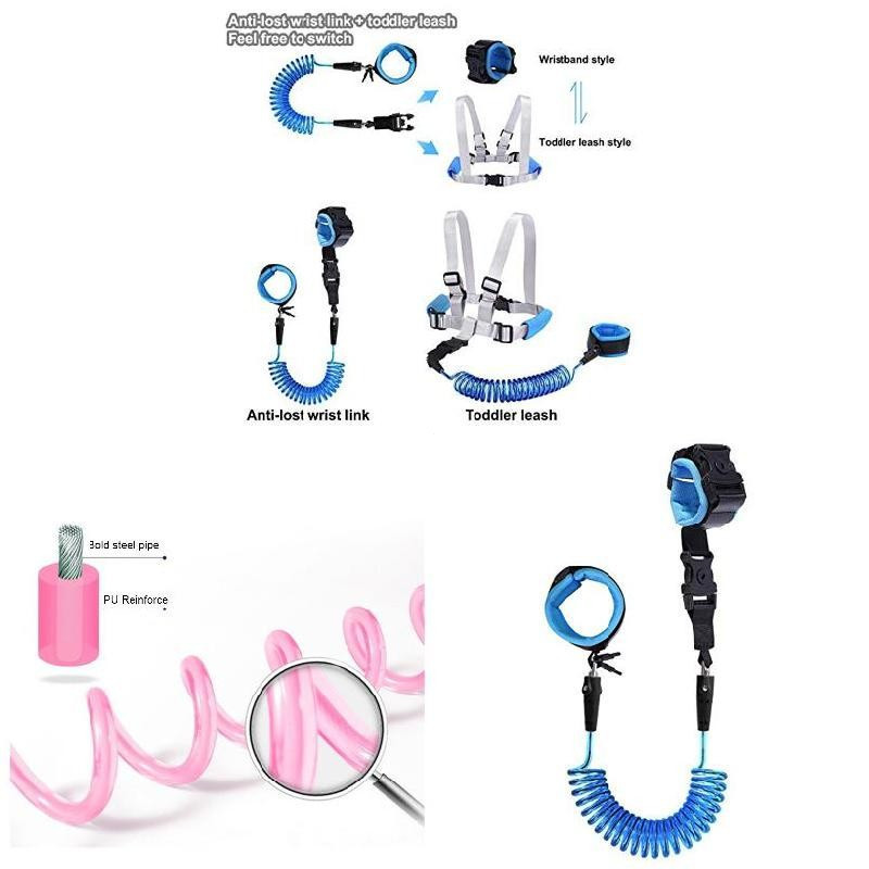 Trela Infantil 2 Em 1 , Elo De Pulso Anti-Perda , Arnês , Trelas Com Trava De Segurança