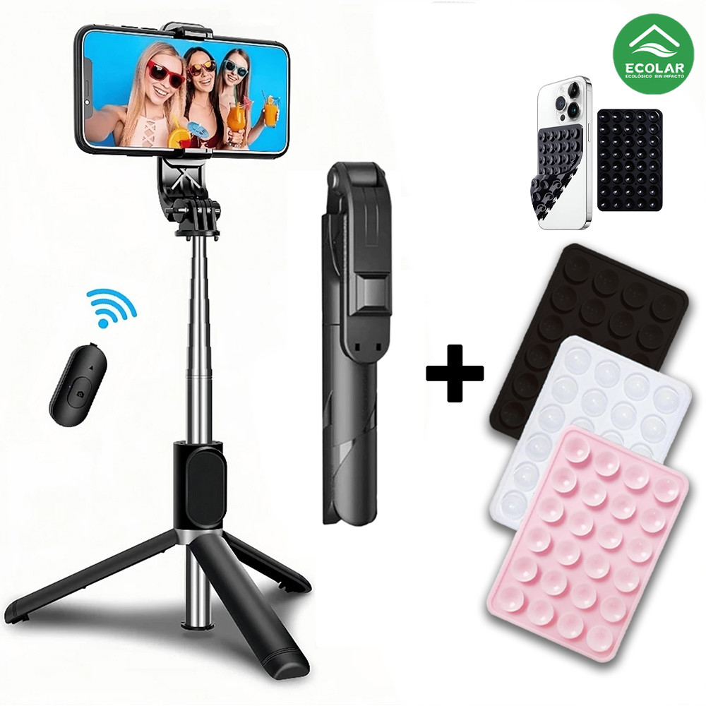 Selfie Stick Portátil Dobrável com Tripé Integrado, Controle Bluetooth e Funções Múltiplas