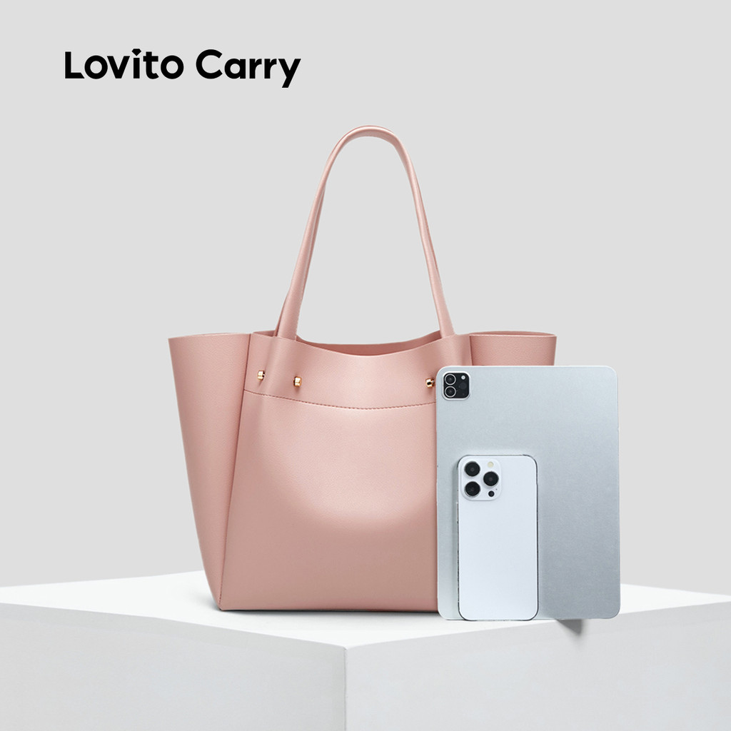 Detalhes do (Lovito Carry) Bolsa de Ombro Casual Simples e Elegante de Grande Capacidade para Mulheres LFR13107