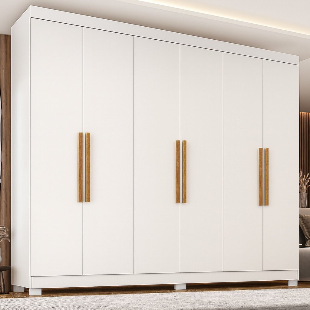 Guarda Roupa 6 Portas com pés Paris Espresso Móveis Branco em Oferta na Shopee