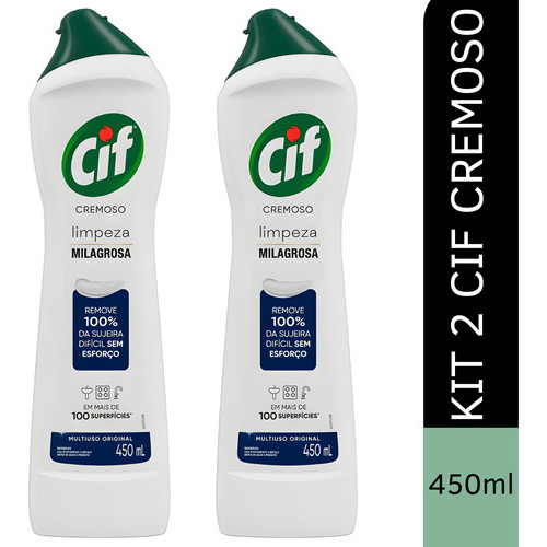 Kit 2 Cif Cremoso Limpeza Milagrosa Saponáceo Multiuso 450ml - Original