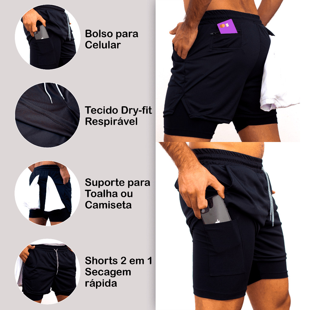 Short Compressão 2 em 1 Masculino Anime luta dragon Para Academia gym drifit — imagem 2 de 2