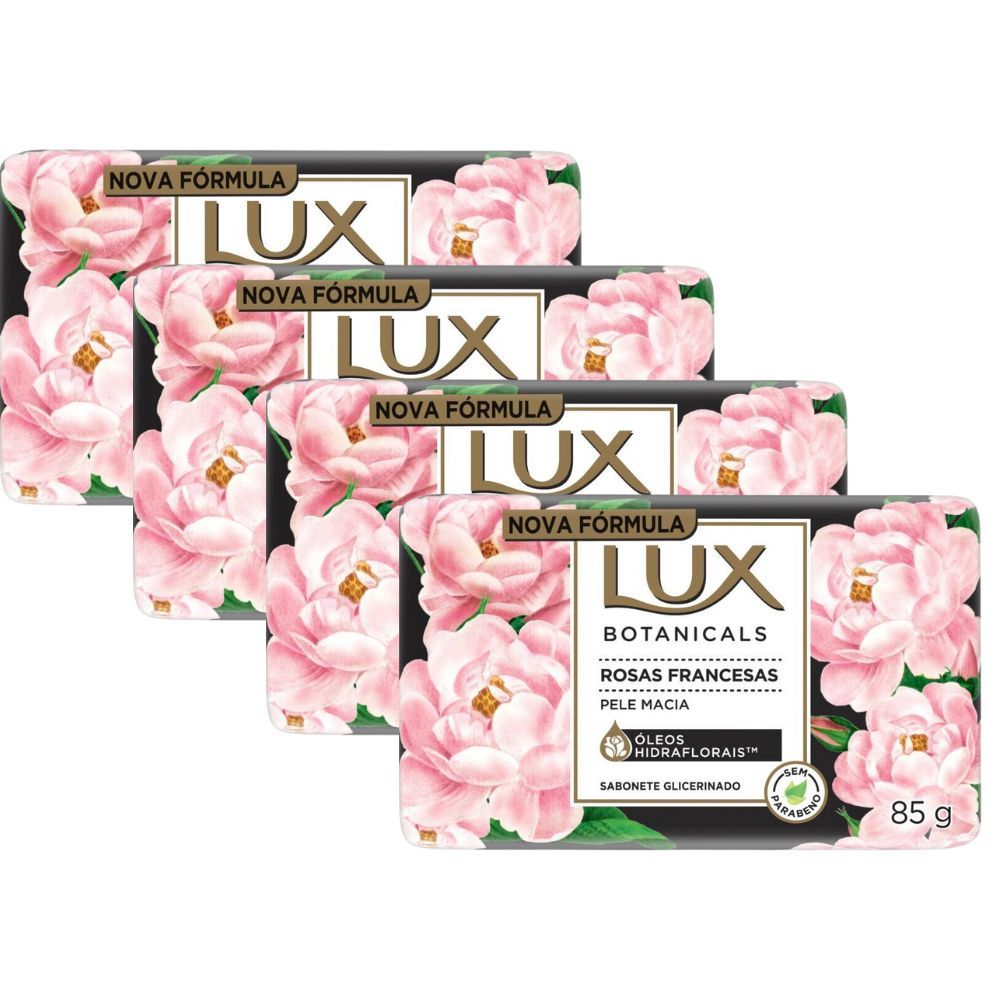 Kit 4 Sabonete em Barra Lux Botanicals Rosas Francesas 85g