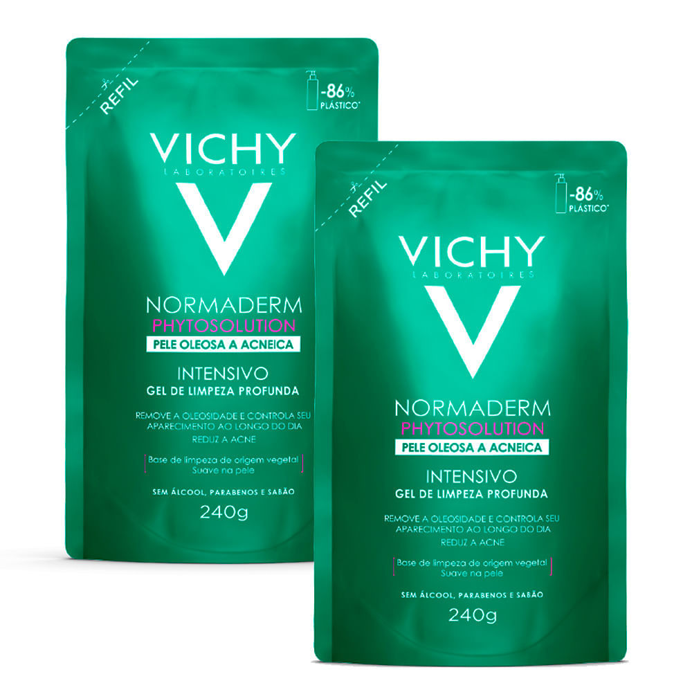 Kit 2 Normaderm Phytosolution Vichy Gel Intensivo de Limpeza Profunda Facial Refil 240g em Oferta na Shopee