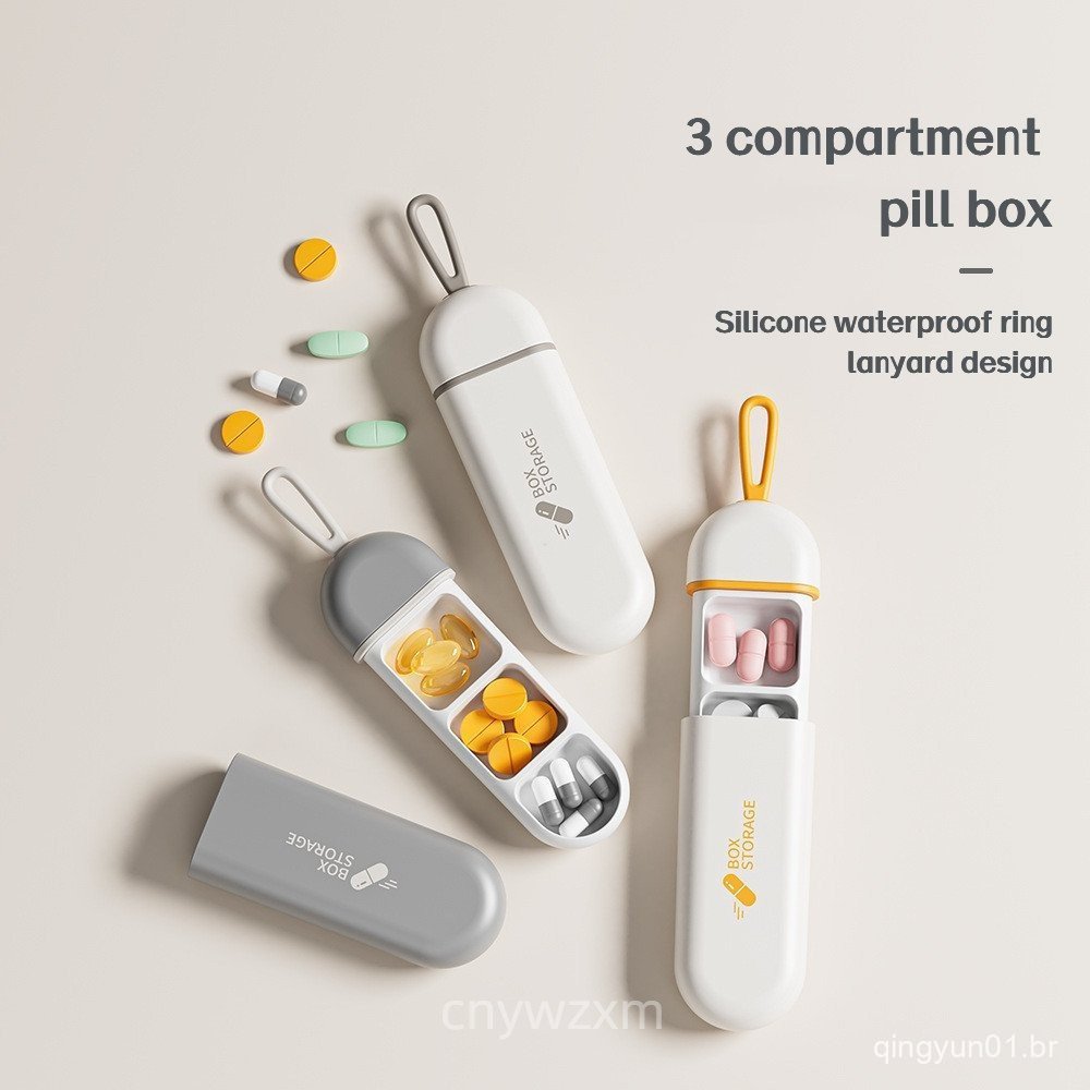 Caixa de Comprimidos Portátil de 3 Estágios Mini Organizador Divisor Multifuncional para Armazenar Medicamentos