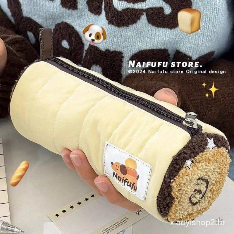 Estojo de lápis para cachorro torrado em papelaria de alto valor Saco de papelaria reto Multifuncional Fofo de grande ca
