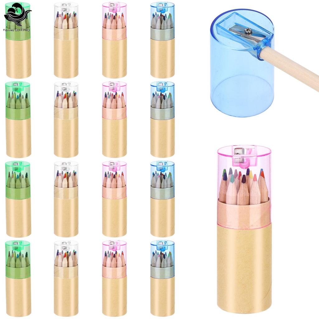 PFG 16 Pa Mini Lápis De Cor De Desenho Com Apontador 12 Colrs Conjunto De Curto E Gordo De 3.3 Polegadas Em Tubo Co FG