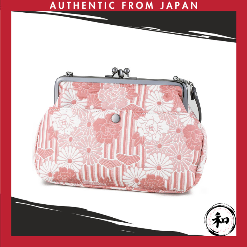 [NoRen] Bolsa Clutch com Fecho Gama (Clutch de Dois Compartimentos / Tecido Fukurétecido Flor Retrô - Rosa) Festa Noite
