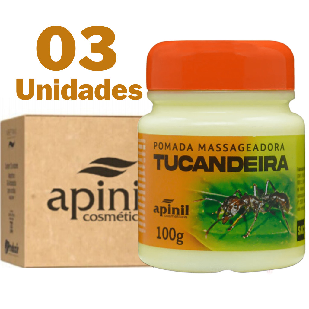 Kit 3 Pomada Massageadora Tucandeira 100g Apinil