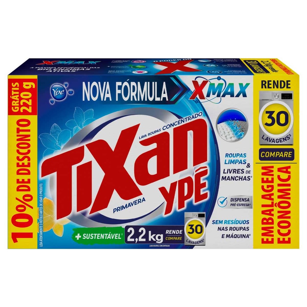 Lava Roupas  em pó Tixan 2,2 Primavera em Oferta na Shopee