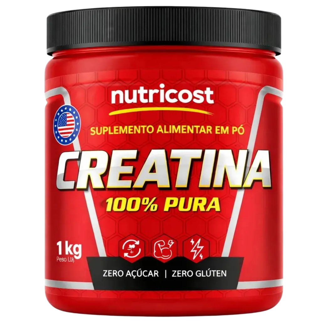 Creatina Pura Monohidratada Nutricost 1Kg Suplemento Alimentar em Pó + Desempenho e Força