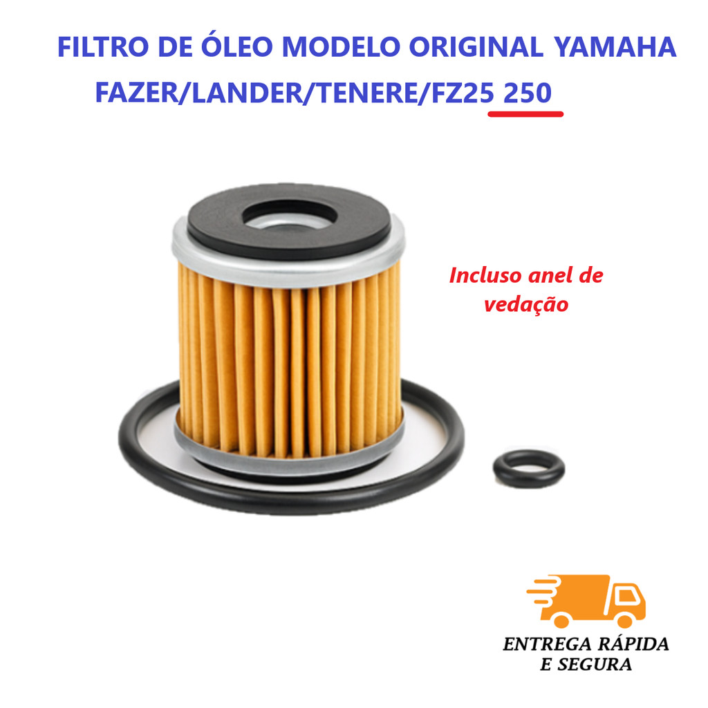 Filtro Troca De Oleo com Anel de Vedação Modelo Original Yamaha Fazer Lander Tenere 250 FZ25 Premium