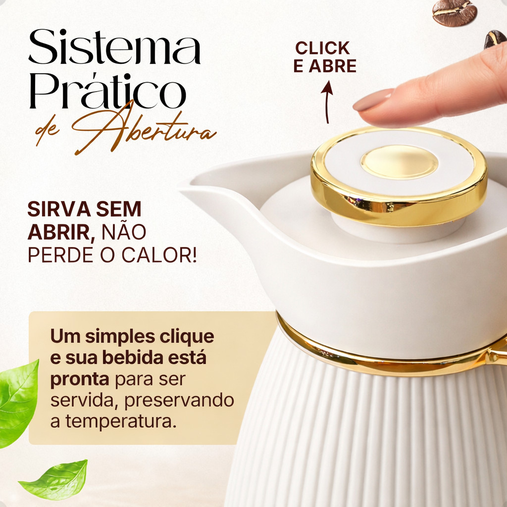 Garrafa Térmica Zaya Tuut 1L Canelada Design Sofisticado, Mantém Bebidas Quentes E Frias, Ideal Café E Chá Off White · foto 2