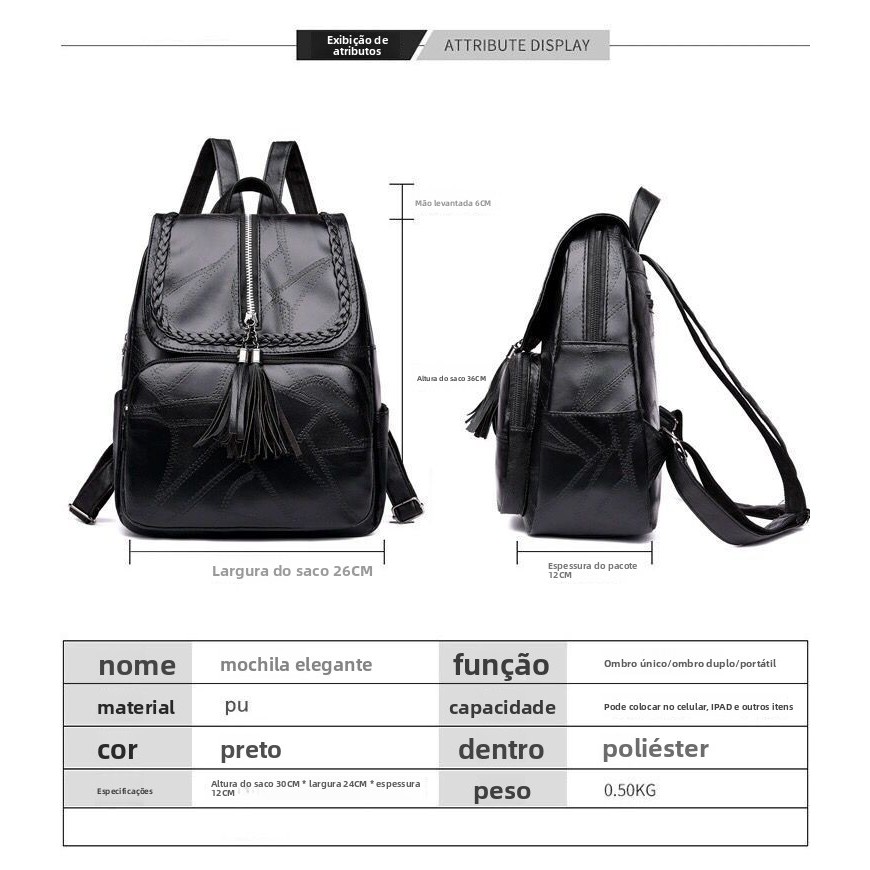 Mochila casual grande para mulheres CHENXIAOHONG, equipada com franjas de PU, multifuncional, adequada para deslocamento · foto 2