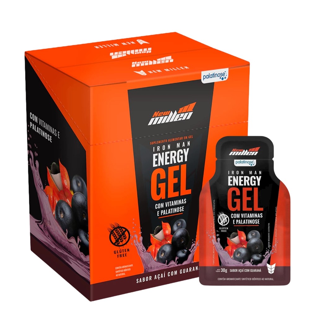 Caixa c/ 10 Unidades New Millen Energy Gel Suplemento em Gel Com Vitaminas