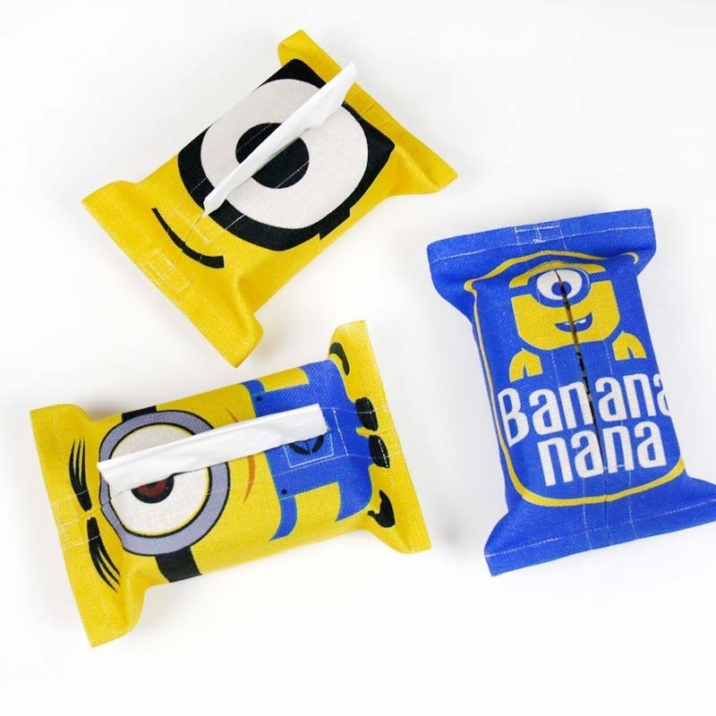 Pequena caixa de tecido Minions olhos grandes bonito saco de papel capa de tecido bloco de suporte soldagem elétrica amo