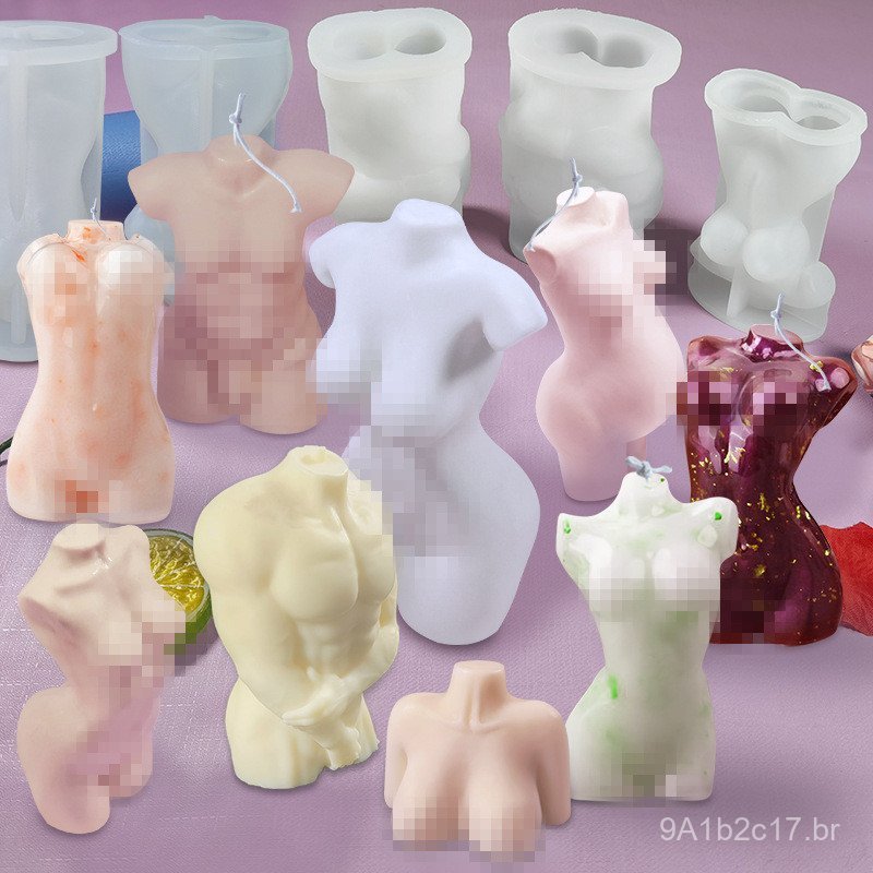 Molde de silicone Sanxin para velas em formato de corpo humano feminino, molde para sabão e gesso em formato de corpo hu