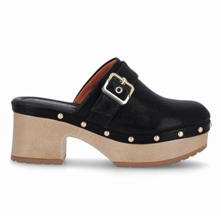Tamanco Clog Salto Alto Preto em Oferta na Shopee