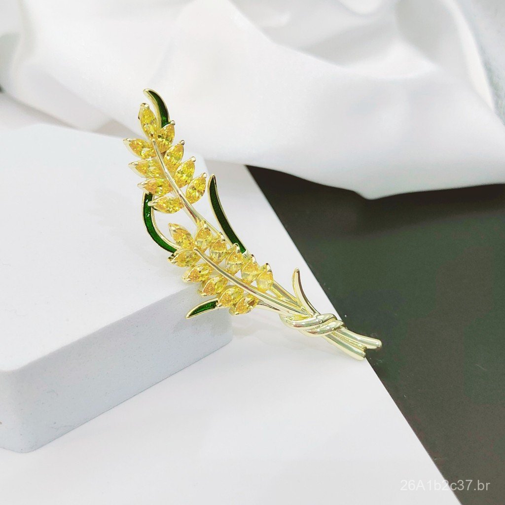 Broche de luxo com design de espiga de trigo, estilo coreano e japonês, que combina personalidade e elegância, para mulh