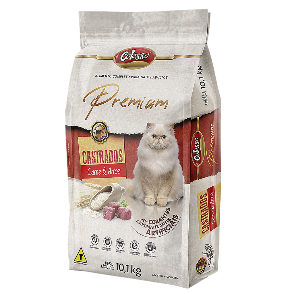 Ração Gato Castrado Racao Colosso Premium Carne Arroz 10,1kg
