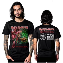 Camiseta Preta de Rock Turne 2026-Metallica-Iron Maiden