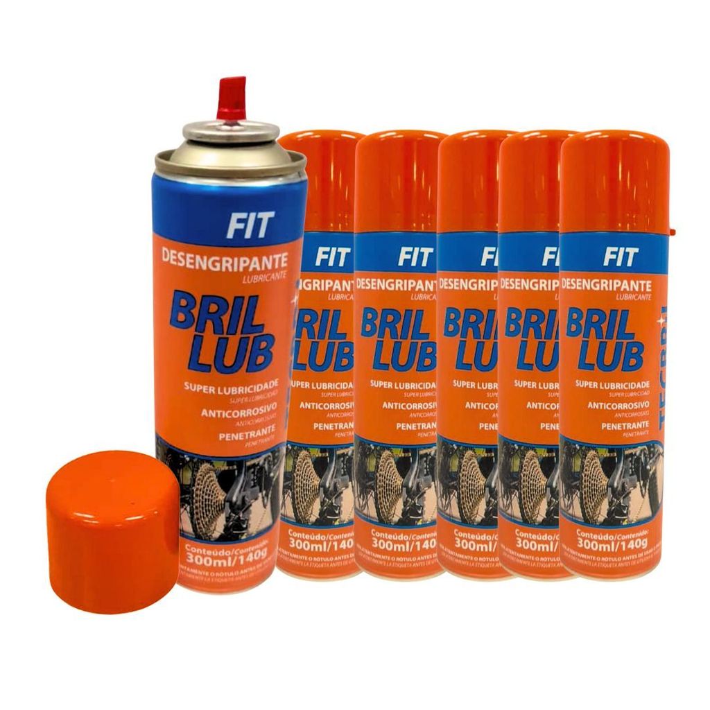KIT 6 DESENGRIPANTE ANTIFERRUGEM BRIL LUB LUBRIFICANTE MULTIUSO SPRAY AUTOMOTIVO E INDUSTRIAL