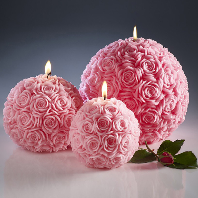 3D grande flor rosa bola sabão molde DIY Silicone rosa vela molde bolo ferramenta decoração para casa