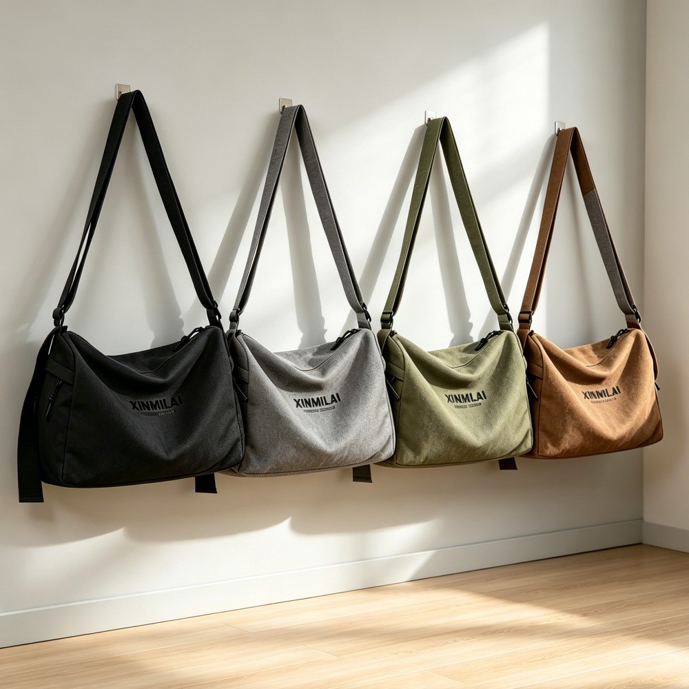 Bolsa Transversal Lona Canvas Unissex Casual 4 Cores Preto Cinza Marrom Verde