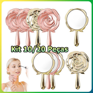Kit 10/20 Mini espelho de maquiagem padrão de rosa espelho de mão portátil espelho para presente de festa