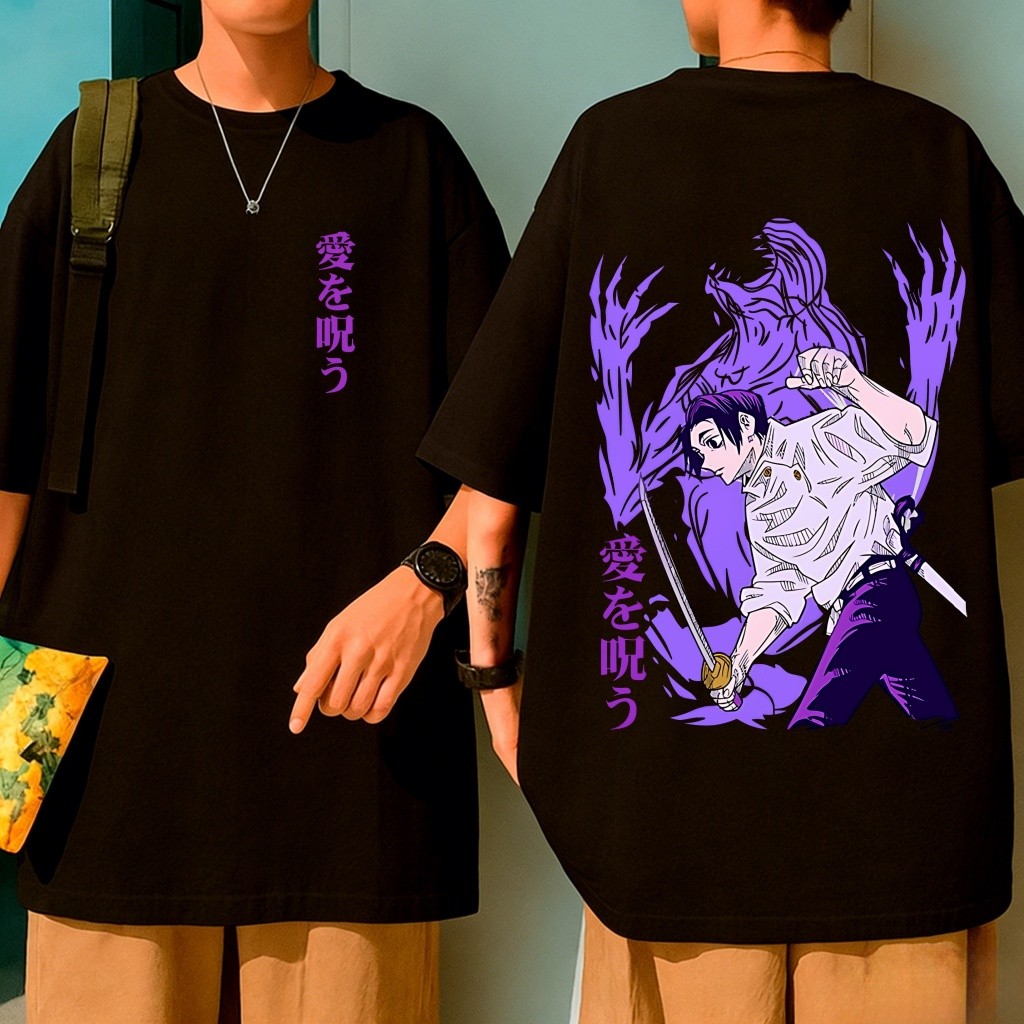 [Camiseta Vintage Masculina Algodão]HYP Camiseta Oversized Anime Estampada Yuta Jujutsu Kaisen Unissex 100% Algodão Feit