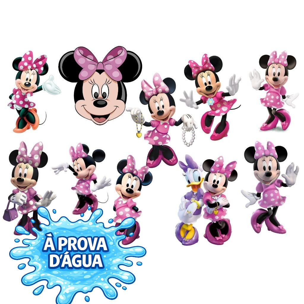 100 Adesivos a prova de d agua apliques Minnie rosa minie minei  Tags   Festa  para    tag adesivo aplique vinil