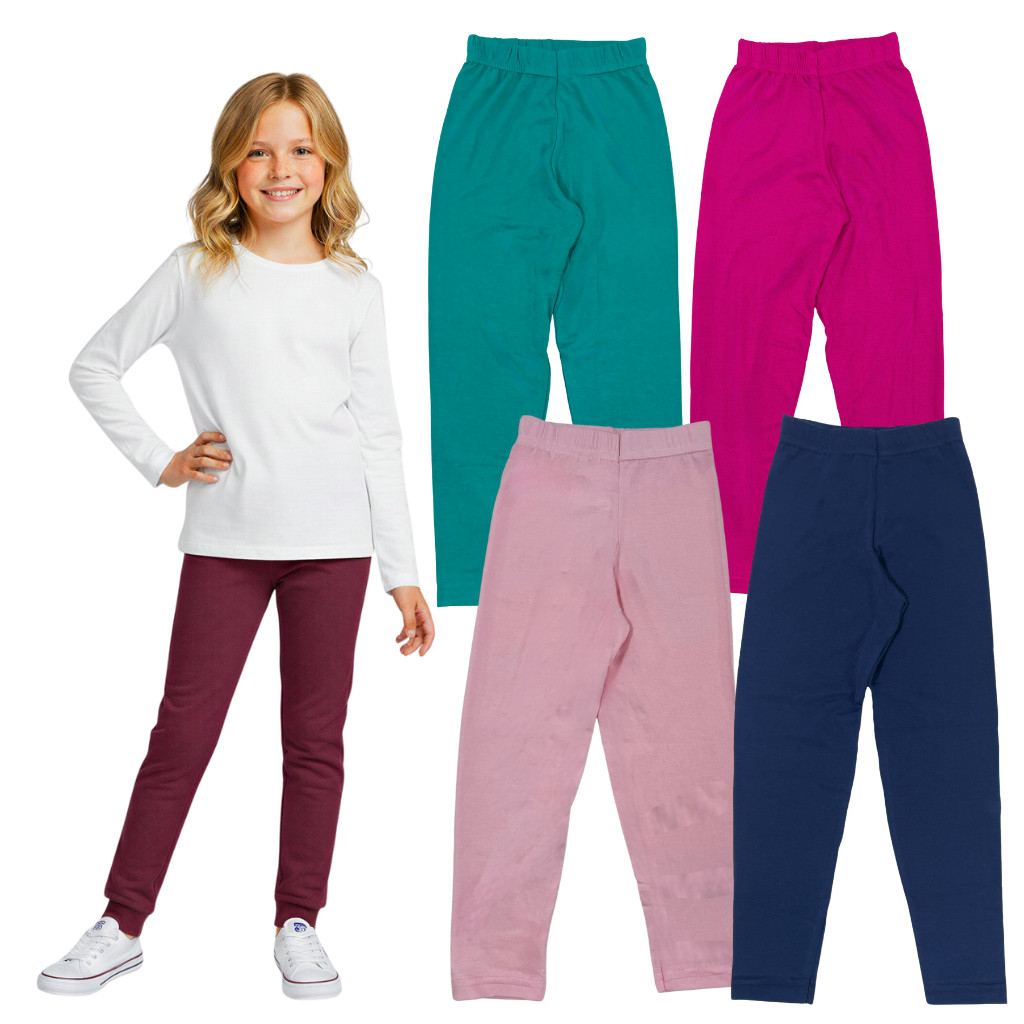 Kit 5 Calça Legging Juvenil Infantil Menina Lisas Sortido Meia Estação Tamanho 2 ao 16