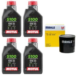 Kit Óleos Troca Óleo 4 Litros Motul 5100 10w40 + Filtro Hornet Xj6 Kawazaki Oc1019 Mahle Psl638