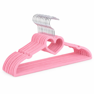 50 Cabide Infantil Slim De Veludo Rosa Coração em Oferta na Shopee