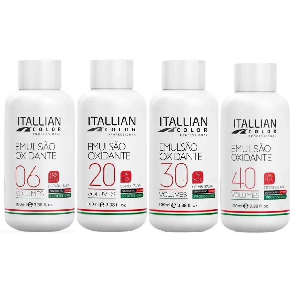 Emulsão Oxidante Itallian Color OX Para Coloração e Descoloração 06, 20, 30 e 40 Volumes 90ml