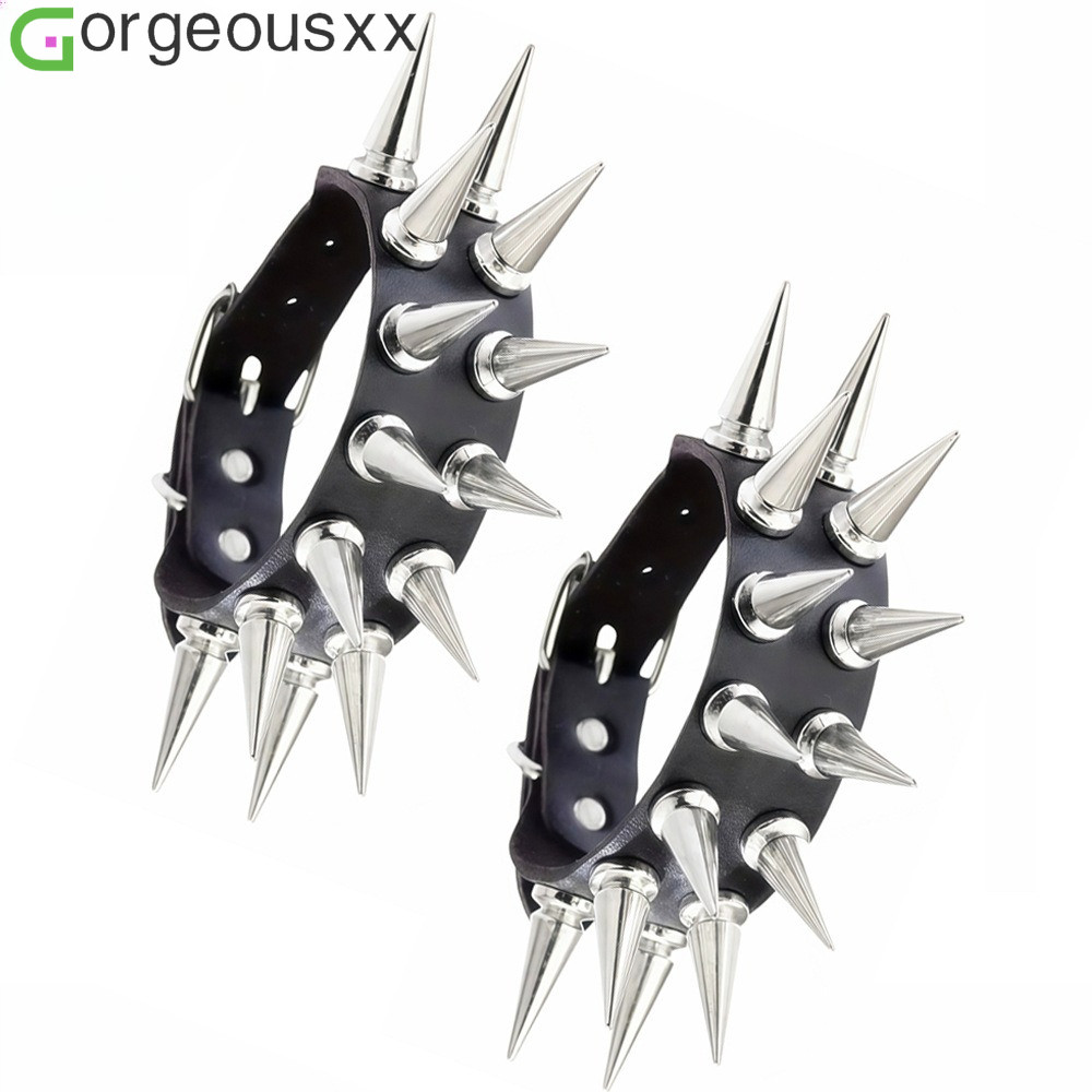 [Gorgeousxx] Pulseira Exagerada De Rebite De Ponta Longa Para Mulheres E Homens Pulseiras De PU Personalizadas Joias em Oferta na Shopee