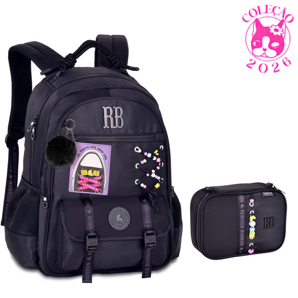 Kit Mochila de Costas Com Estojo Rebecca Bonbon Beaded Fun - Clio Style em Oferta na Shopee